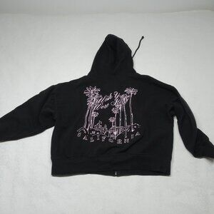 PINK Victorias Secret Size M Black Pink Palm Trees Sweater Hoodie